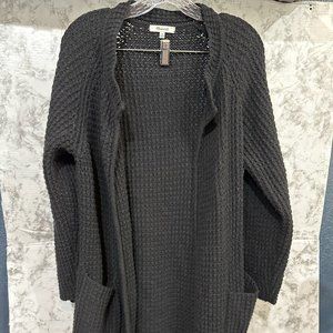 𝅺Madewell Wafflestitch Sweater Coat Cardigan Black Casual Knit Size M